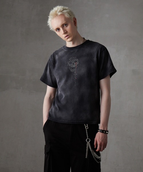 GRANCY(グランシー)の「【GRANCY】Skull Rhinestone Design T-shirt / スカルラインストーンデザインtシャツ(Tシャツ/カットソー・メンズ・ブラック/サンドベージュ・S/M/L)」の5枚目の写真