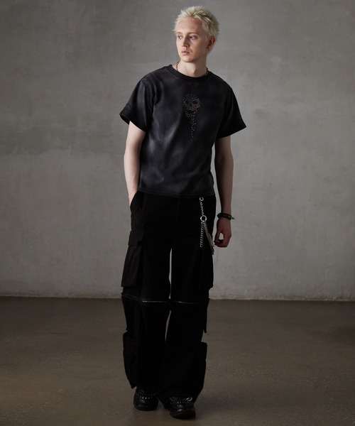 GRANCY】Skull Rhinestone Design T-shirt / スカルライン