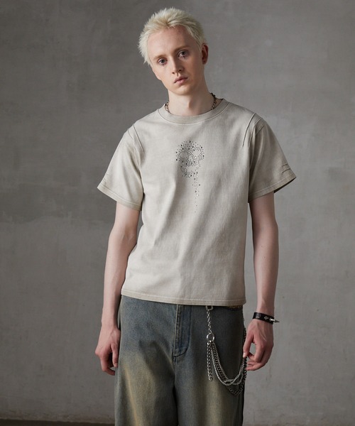 GRANCY】Skull Rhinestone Design T-shirt / スカルライン
