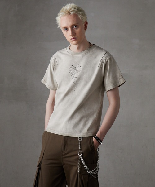 【GRANCY】スカルラインストーンデザインtシャツ GRANCY tシャツ 「GRANCY」Skull Rhinestone Design T-shirt