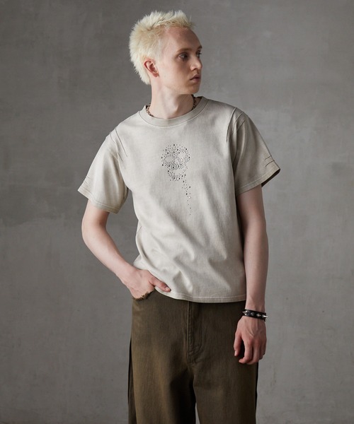 grancy スカルラインストーンデザインtシャツ s1 GRANCY】スカルラインストーンデザインtシャツ - メルカリ