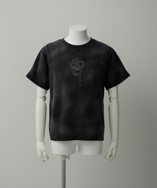 grancy スカルラインストーンデザインtシャツ m1 GRANCY】Skull Rhinestone Design T-shirt / スカルライン