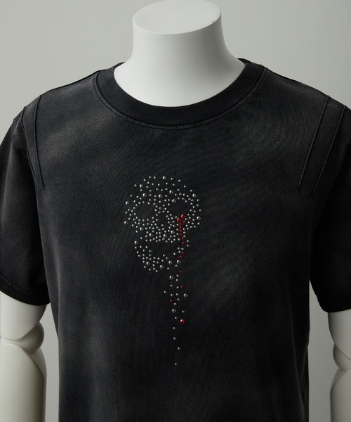 GRANCY スカルラインストーンデザインtシャツ GRANCY】Skull Rhinestone Design T-shirt / スカルライン