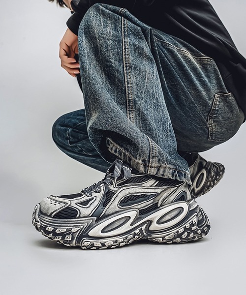 セール】【SHOES 365】厚底凹凸ダッドスニーカー（スニーカー