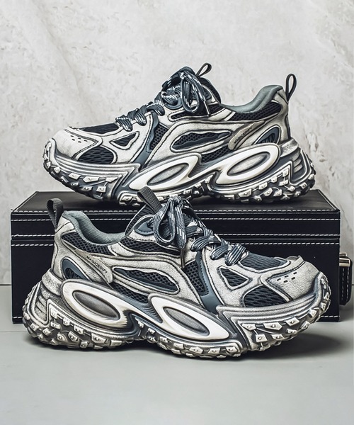 shoes365（シューズスリーシックスファイヴ）の「【SHOES 365】厚底凹凸ダッドスニーカー（スニーカー・メンズ・ホワイト/ブラック/グレー・24.5cm/25.0cm/25.5cm/26.0cm/26.5cm/27.0cm）」の14枚目の写真