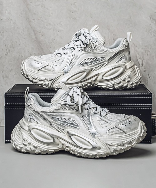 shoes365（シューズスリーシックスファイヴ）の「【SHOES 365】厚底凹凸ダッドスニーカー（スニーカー・メンズ・ホワイト/ブラック/グレー・24.5cm/25.0cm/25.5cm/26.0cm/26.5cm/27.0cm）」の18枚目の写真