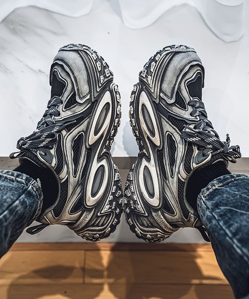 shoes365（シューズスリーシックスファイヴ）の「【SHOES 365】厚底凹凸ダッドスニーカー（スニーカー・メンズ・ホワイト/ブラック/グレー・24.5cm/25.0cm/25.5cm/26.0cm/26.5cm/27.0cm）」の20枚目の写真