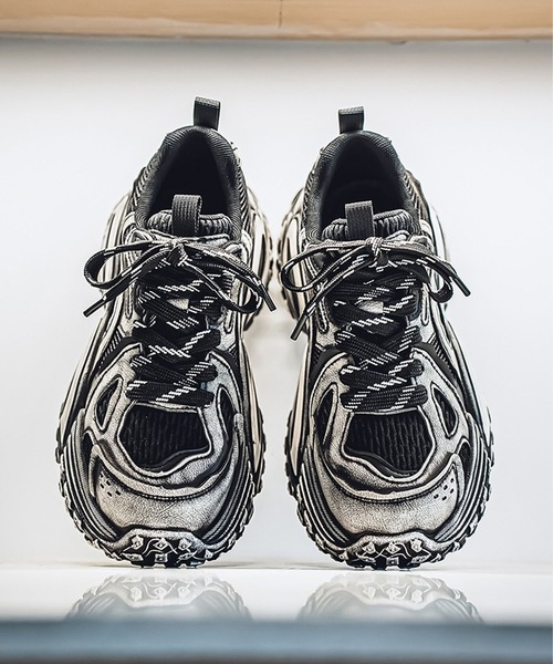 shoes365（シューズスリーシックスファイヴ）の「【SHOES 365】厚底凹凸ダッドスニーカー（スニーカー・メンズ・ホワイト/ブラック/グレー・24.5cm/25.0cm/25.5cm/26.0cm/26.5cm/27.0cm）」の21枚目の写真