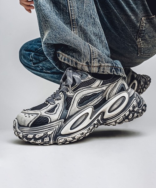 shoes365（シューズスリーシックスファイヴ）の「【SHOES 365】厚底凹凸ダッドスニーカー（スニーカー・メンズ・ホワイト/ブラック/グレー・24.5cm/25.0cm/25.5cm/26.0cm/26.5cm/27.0cm）」の22枚目の写真