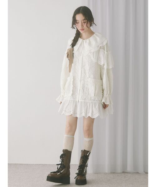 フリルフリルレースジャケット（テーラードジャケット）｜merry