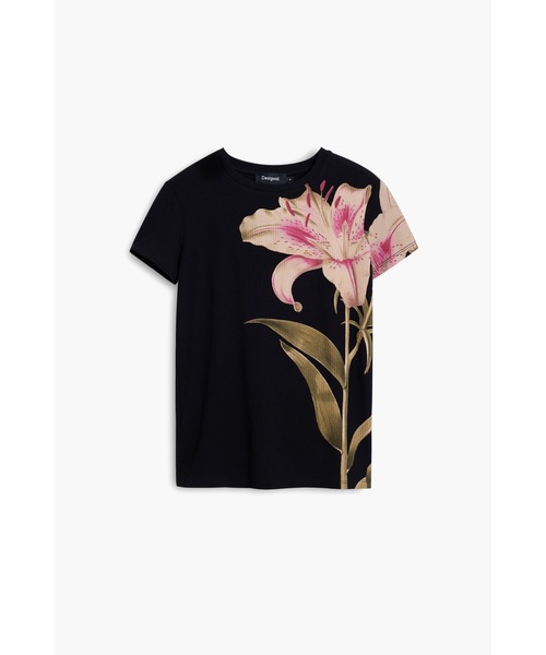 Desigual(デシグアル)の「オーキッド半袖Tシャツ(Tシャツ/カットソー・レディース・ブラック・XL/L/M/S/XS)」の1枚目の写真