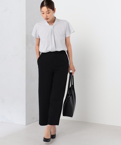 GALLORIA(ギャローリア)の「【キレメクシリーズ】2wayストレッチ さらっと快適 麻調ワイドパンツ(長め丈)(その他パンツ・レディース・ネイビー/ブラック・M/S/LL/L)」の10枚目の写真