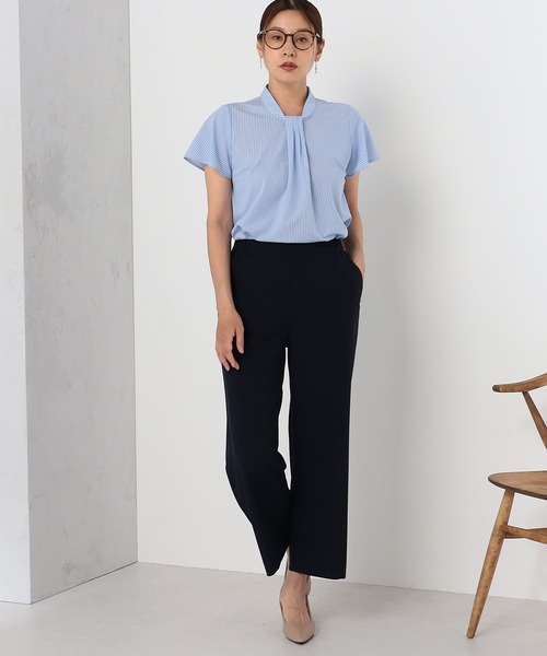 GALLORIA(ギャローリア)の「【キレメクシリーズ】2wayストレッチ さらっと快適 麻調ワイドパンツ(長め丈)(その他パンツ・レディース・ネイビー/ブラック・M/S/LL/L)」の3枚目の写真