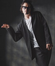 GLIMCLAP（グリムクラップ）の「mj10880-Denim minimal Jacket-Distressed for a vintage look- ノーカラーデニムジャケット（デニムジャケット）」