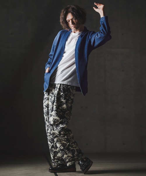 GLIMCLAP(グリムクラップ)の「mj10880-Denim minimal Jacket-Distressed for a vintage look- ノーカラーデニムジャケット(デニムジャケット・メンズ・インディゴブルー/コバルトブルー/ライトグレー/ブラック・S/M/L)」の10枚目の写真