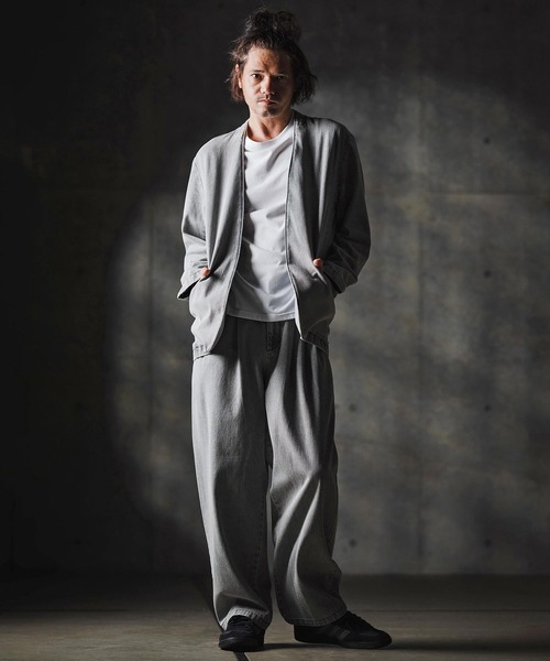 GLIMCLAP(グリムクラップ)の「mj10880-Denim minimal Jacket-Distressed for a vintage look- ノーカラーデニムジャケット(デニムジャケット・メンズ・インディゴブルー/コバルトブルー/ライトグレー/ブラック・S/M/L)」の20枚目の写真
