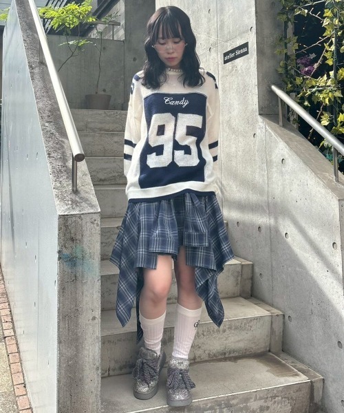 Candy Stripper（キャンディストリッパー）の「CHECK SHIRT WRAP スカート（スカート・レディース・ネイビー/ボルドー/ブラック・FREE）」の15枚目の写真