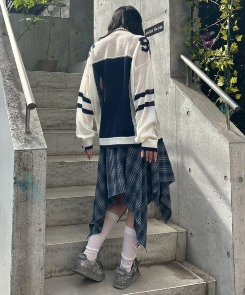 Candy Stripper（キャンディストリッパー）の「CHECK SHIRT WRAP スカート（スカート・レディース・ネイビー/ボルドー/ブラック・FREE）」の19枚目の写真