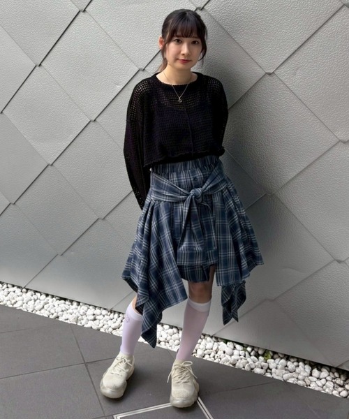 Candy Stripper（キャンディストリッパー）の「CHECK SHIRT WRAP スカート（スカート・レディース・ネイビー/ボルドー/ブラック・FREE）」の22枚目の写真