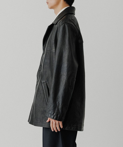 ウォッシュド ラムレザー カーコート（カバーオール）｜ADAM ET