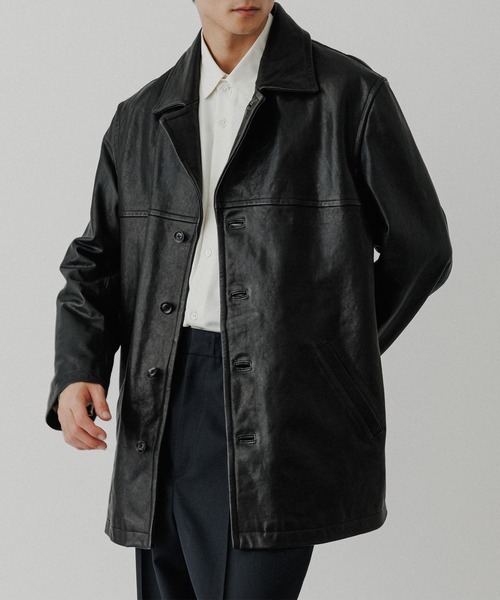 ADAM ET ROPE'（アダムエロペ）の「ウォッシュド ラムレザー カーコート（カバーオール・メンズ・ブラック・M/L）」の14枚目の写真