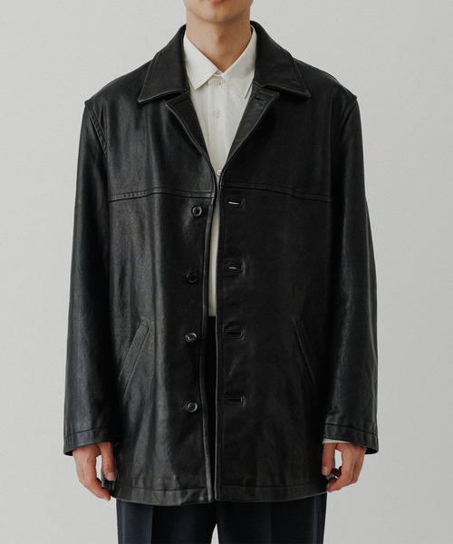セール】ウォッシュド ラムレザー カーコート（カバーオール）｜ADAM