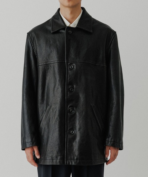 新品 定価79200円 ウォッシュド ラムレザー カーコート アダムエロペ 黒 ウォッシュド ラムレザー カーコート（カバーオール）｜ADAM ET ROPE