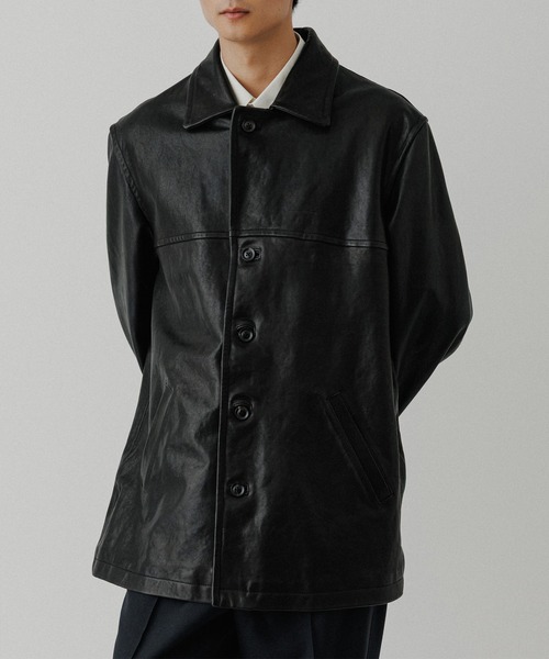 ADAM ET ROPE'（アダムエロペ）の「ウォッシュド ラムレザー カーコート（カバーオール・メンズ・ブラック・M/L）」の12枚目の写真