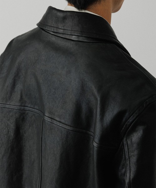 ADAM ET ROPE'（アダムエロペ）の「ウォッシュド ラムレザー カーコート（カバーオール・メンズ・ブラック・M/L）」の3枚目の写真