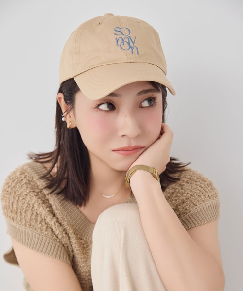 ＊専用　somyon ソミョン　重ねロゴ　刺繍　デザイン　ローキャップ　２点 somyon / ソミョン 】 重ねロゴ 刺繍 デザイン カラーロー