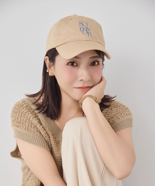 somyon / ソミョン 】 重ねロゴ 刺繍 デザイン カラーローキャップ