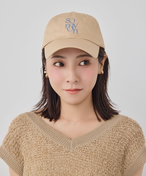 somyon / ソミョン 】 重ねロゴ 刺繍 デザイン カラーローキャップ