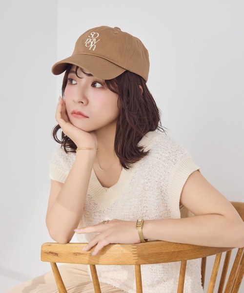 somyon / ソミョン 】 重ねロゴ 刺繍 デザイン カラーローキャップ