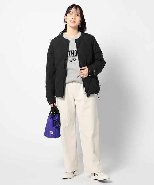 YDOT（ワイドット）の「【YDOT】グランドパーク別注ノーカラーブルゾン（ダウンジャケット/コート・レディース・ベージュ/ブラック・FREE）」の3枚目の写真