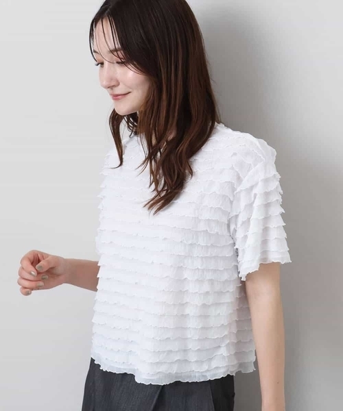 MK MICHEL KLEIN（エムケーミッシェルクラン）の「ミニフリルディティールカットソー/洗える（Tシャツ/カットソー・レディース・ホワイト/ブラック・38）」の20枚目の写真