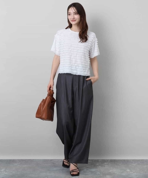 MK MICHEL KLEIN（エムケーミッシェルクラン）の「ミニフリルディティールカットソー/洗える（Tシャツ/カットソー・レディース・ホワイト/ブラック・38）」の19枚目の写真