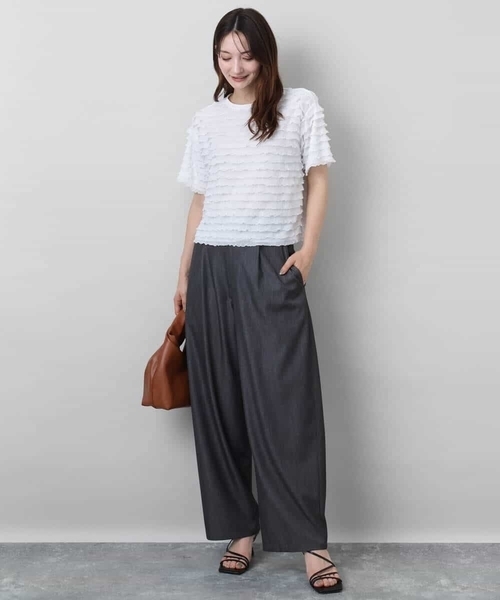 MK MICHEL KLEIN（エムケーミッシェルクラン）の「ミニフリルディティールカットソー/洗える（Tシャツ/カットソー・レディース・ホワイト/ブラック・38）」の18枚目の写真