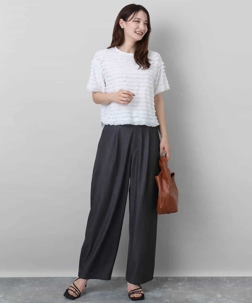 MK MICHEL KLEIN（エムケーミッシェルクラン）の「ミニフリルディティールカットソー/洗える（Tシャツ/カットソー・レディース・ホワイト/ブラック・38）」の17枚目の写真