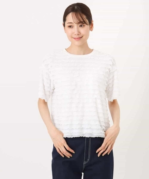 MK MICHEL KLEIN（エムケーミッシェルクラン）の「ミニフリルディティールカットソー/洗える（Tシャツ/カットソー・レディース・ホワイト/ブラック・38）」の11枚目の写真