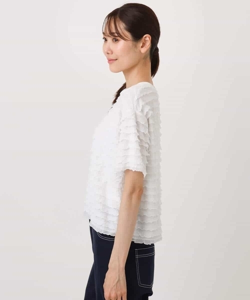 MK MICHEL KLEIN（エムケーミッシェルクラン）の「ミニフリルディティールカットソー/洗える（Tシャツ/カットソー・レディース・ホワイト/ブラック・38）」の10枚目の写真