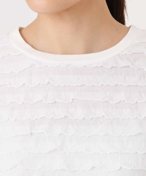 MK MICHEL KLEIN（エムケーミッシェルクラン）の「ミニフリルディティールカットソー/洗える（Tシャツ/カットソー・レディース・ホワイト/ブラック・38）」の8枚目の写真