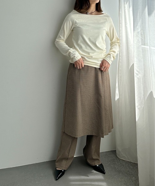 PILIT(ピリット)の「ボートネックリブトップス(Tシャツ/カットソー・レディース・アイボリー/オリーブ/チャコールグレー・MEDIUM)」の7枚目の写真