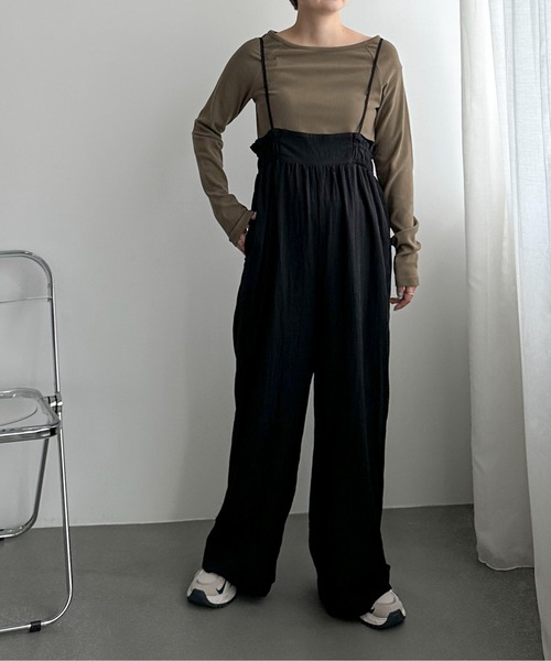 PILIT(ピリット)の「ボートネックリブトップス(Tシャツ/カットソー・レディース・アイボリー/オリーブ/チャコールグレー・MEDIUM)」の12枚目の写真