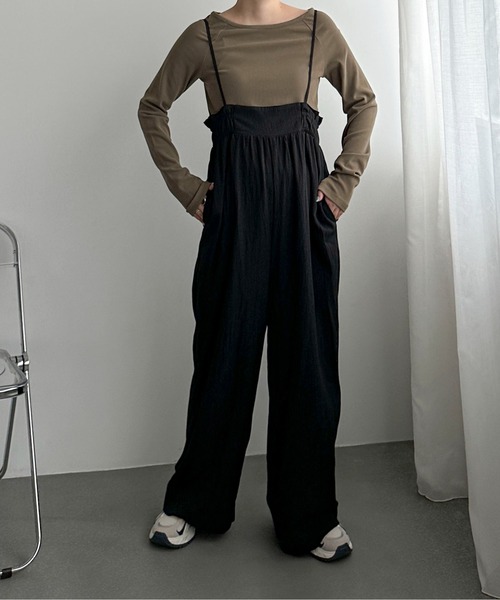 PILIT(ピリット)の「ボートネックリブトップス(Tシャツ/カットソー・レディース・アイボリー/オリーブ/チャコールグレー・MEDIUM)」の13枚目の写真