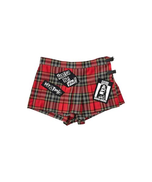 HYSTERIC GLAMOUR(ヒステリックグラマー)の「DISCO SUCKS プリーツショートパンツ(その他パンツ・レディース・グレー系その他/レッド系その他・SMALL/MEDIUM)」の5枚目の写真