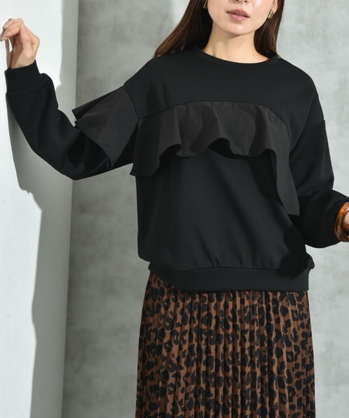 INTERPLANET（インタープラネット）の「スポンジリバーアシメフリルプルオーバー（Tシャツ/カットソー・レディース・ネイビー/ブラック/グレー・FREE）」の6枚目の写真