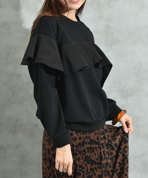 INTERPLANET（インタープラネット）の「スポンジリバーアシメフリルプルオーバー（Tシャツ/カットソー・レディース・ネイビー/ブラック/グレー・FREE）」の7枚目の写真