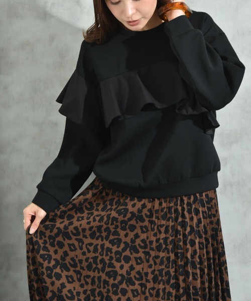 INTERPLANET（インタープラネット）の「スポンジリバーアシメフリルプルオーバー（Tシャツ/カットソー・レディース・ネイビー/ブラック/グレー・FREE）」の11枚目の写真