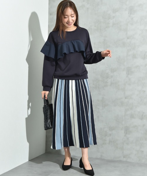 INTERPLANET（インタープラネット）の「スポンジリバーアシメフリルプルオーバー（Tシャツ/カットソー・レディース・ネイビー/ブラック/グレー・FREE）」の12枚目の写真