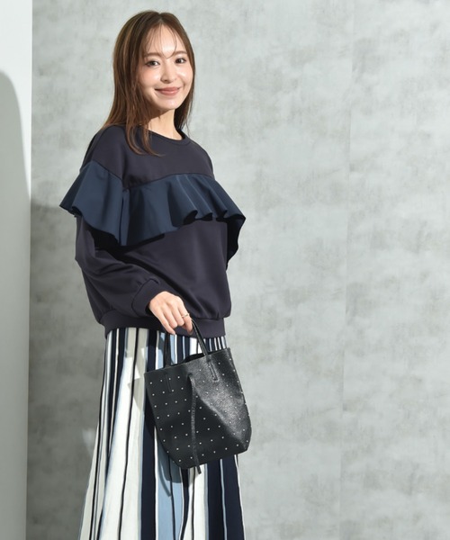 INTERPLANET（インタープラネット）の「スポンジリバーアシメフリルプルオーバー（Tシャツ/カットソー・レディース・ネイビー/ブラック/グレー・FREE）」の14枚目の写真